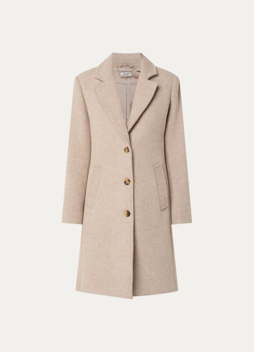 Liu Jo Mantel in wolblend met steekzakken - voorkant 3 beige