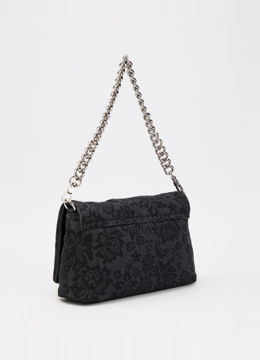 Liu Jo Medium LaPuffy crossbodytas met bloemenprint en afneembare schouderriem - achterkant zwart