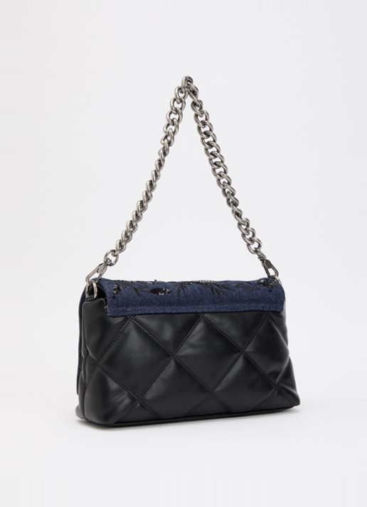 Liu Jo Medium LaPuffy crossbodytas met quilt patroon en afneembare schouderriem - achterkant 5 donkerblauw