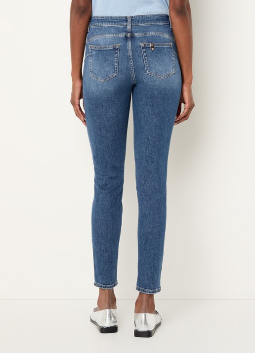 Liu Jo Mid waist cropped skinny jeans met medium wassing - achterkant 3 indigo