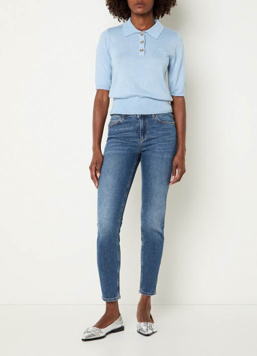 Liu Jo Mid waist cropped skinny jeans met medium wassing - voorkant 5 indigo