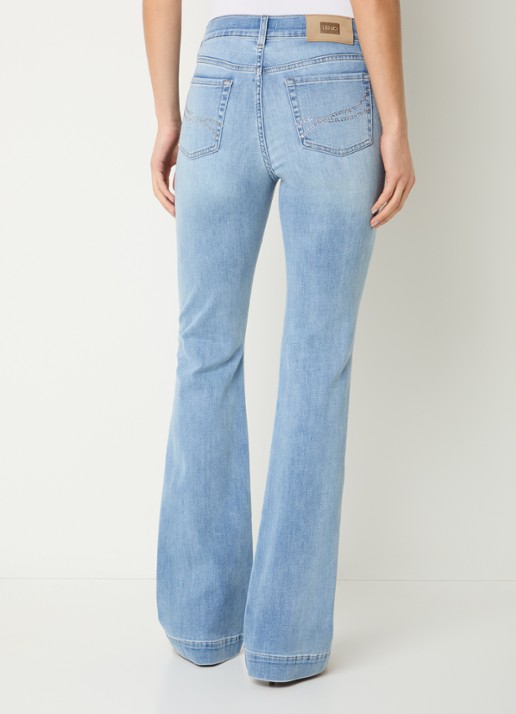 Liu Jo Mid waist flared jeans met donkere wassing - achterkant blauwgrijs