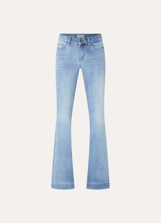 Liu Jo Mid waist flared jeans met donkere wassing - voorkant 4 blauwgrijs