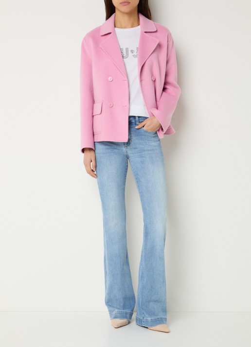 Liu Jo Mid waist flared jeans met donkere wassing - voorkant 5 blauwgrijs
