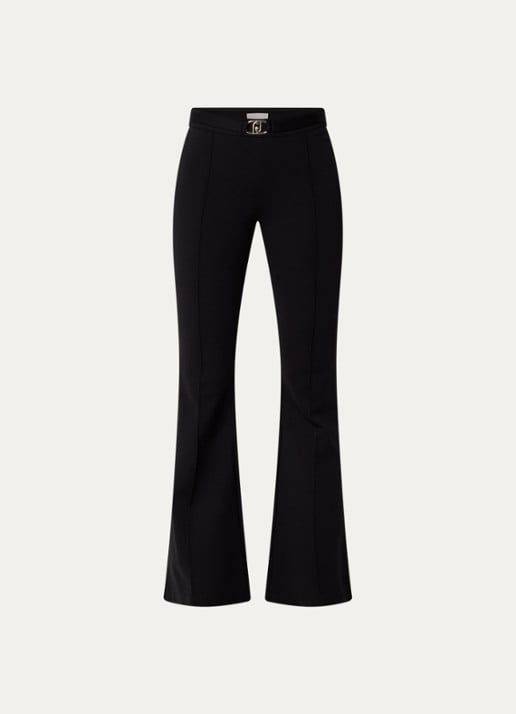 Liu Jo Mid waist flared pantalon met persplooi - voorkant 2 zwart