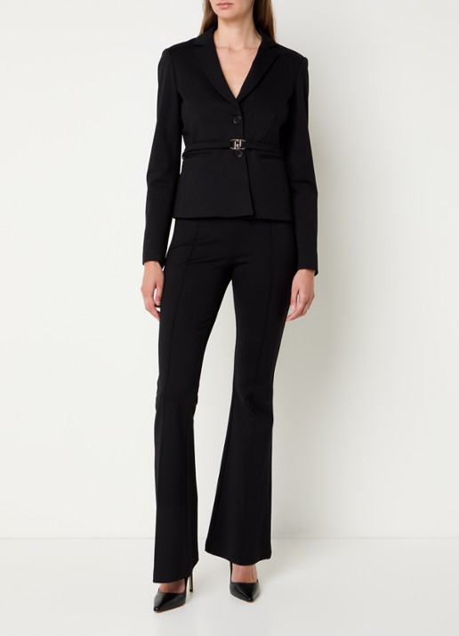 Liu Jo Mid waist flared pantalon met persplooi - voorkant 3 zwart