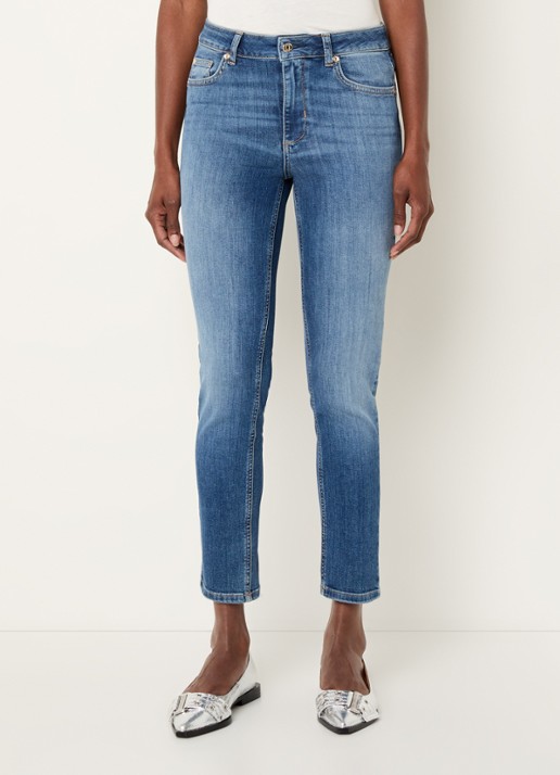 Liu Jo Mid waist skinny cropped jeans met medium wassing - detail 4 indigo