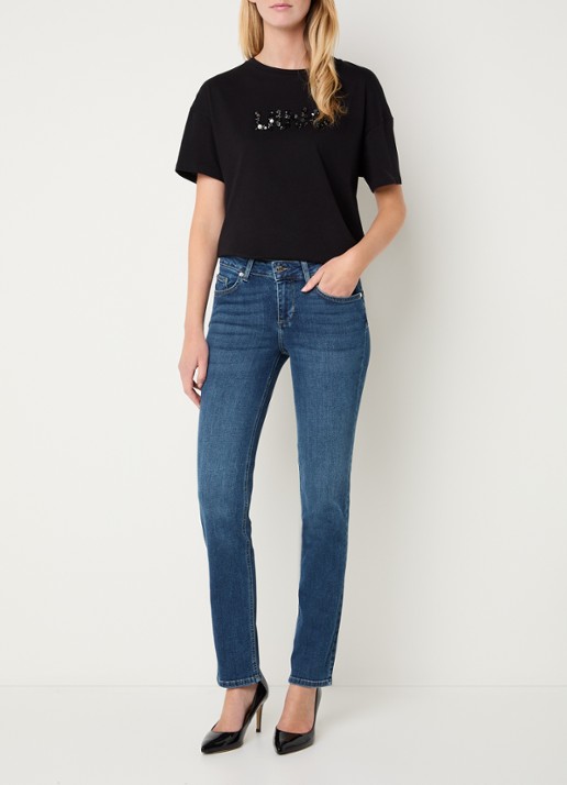 Liu Jo Mid waist skinny fit jeans met medium wassing - voorkant 2 indigo