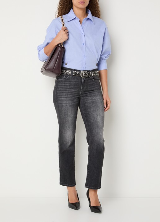 Liu Jo Mid waist slim fit jeans met gekleurde wassing - voorkant 5 donkergrijs