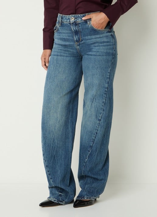 Liu Jo Mid waist straight leg jeans met asymmetrisch detail - detail 2 indigo