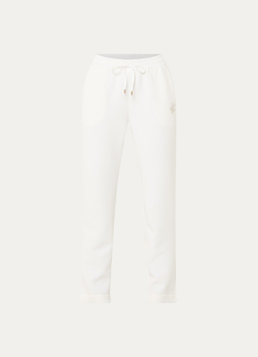 Liu Jo Mid waist tapered fit cropped joggingbroek met logo - voorkant 2 wit