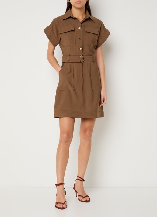 Liu Jo Mini blousejurk met borst- en steekzakken - voorkant 2 roestbruin