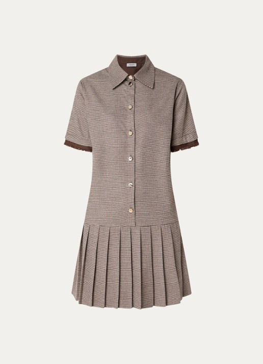Liu Jo Mini blousejurk met pied-de-poule dessin - voorkant bruin