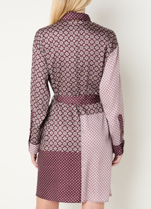 Liu Jo Mini blousejurk met strikceintuur en print - achterkant aubergine