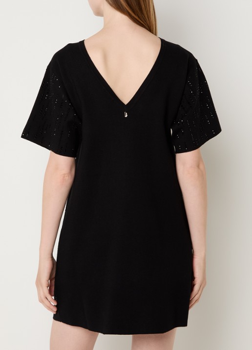 Liu Jo Mini jurk met boothals en strass - achterkant 2 zwart