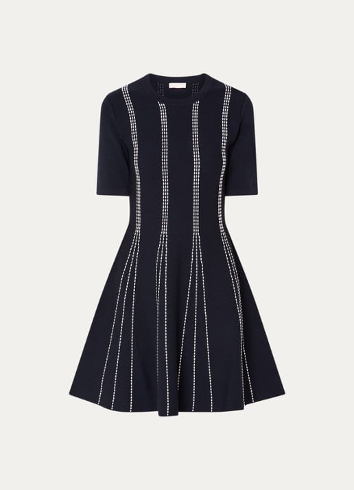 Liu Jo Mini jurk met borduring - voorkant 3 donkerblauw