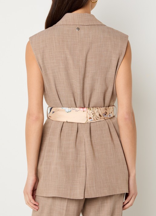 Liu Jo Oversized gilet met strikceintuur en klepzakken - achterkant 4 lichtbruin