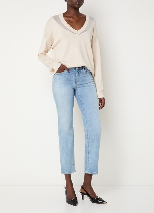 Liu Jo Pullover met lurex en details van mesh - voorkant 3 creme