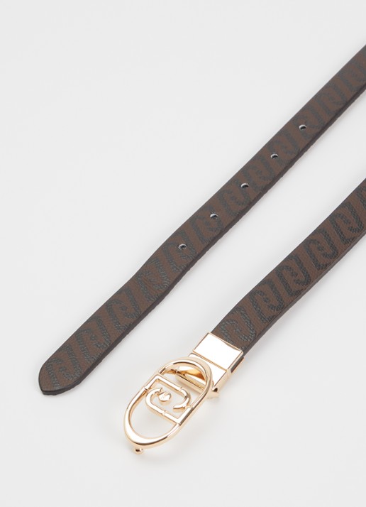 Liu Jo Reversible riem met logoprint  - detail 2 hazelnootbruin
