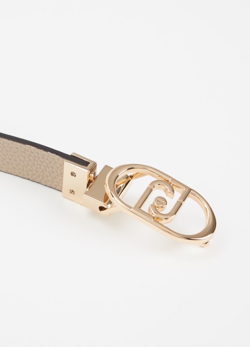 Liu Jo Reversible riem met logoprint  - detail 3 hazelnootbruin