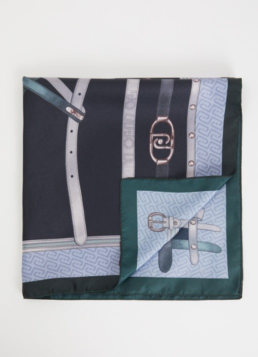 Liu Jo Sjaal met print 50 x 50 cm - voorkant blauw