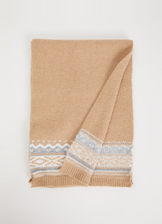 Liu Jo Sjaal met strass 180 x 33 cm  - voorkant camel