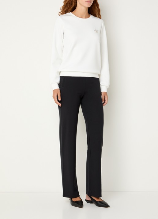 Liu Jo Sweater met logo en ronde hals - voorkant 4 wit