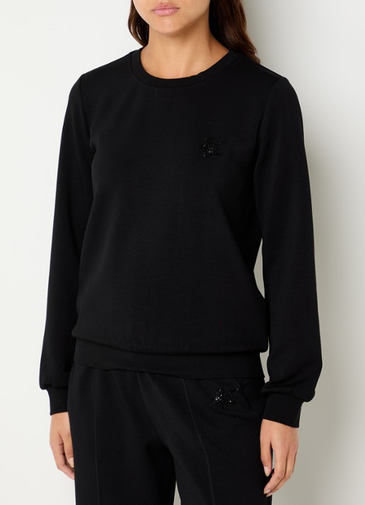 Liu Jo Sweater met logo en ronde hals - detail 2 zwart