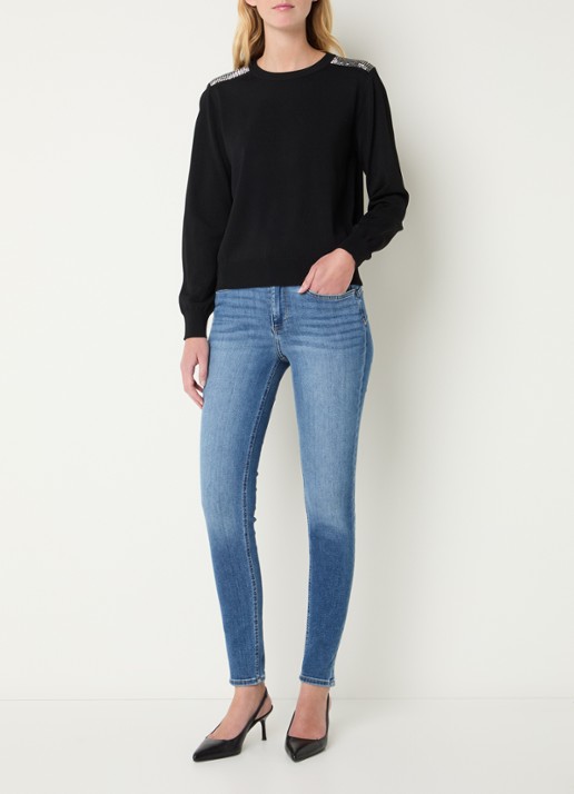 Liu Jo Sweater met strass - voorkant 2 zwart