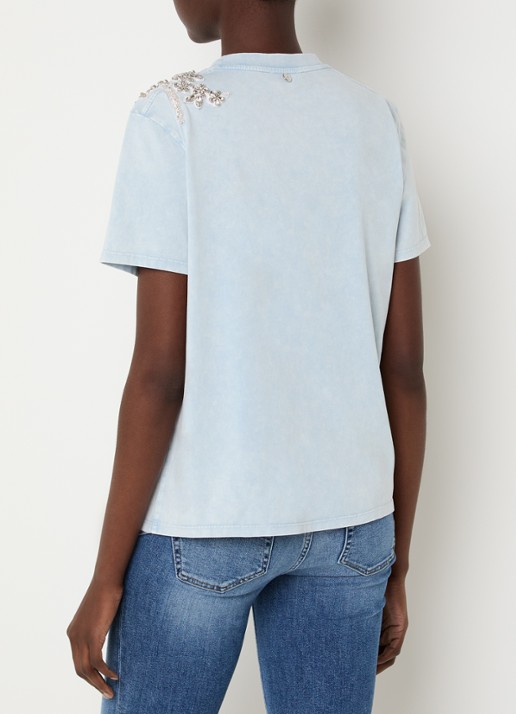 Liu Jo T-shirt met applicatie en strass - achterkant 2 lichtblauw