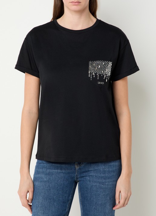 Liu Jo T-shirt met borstzak en strass