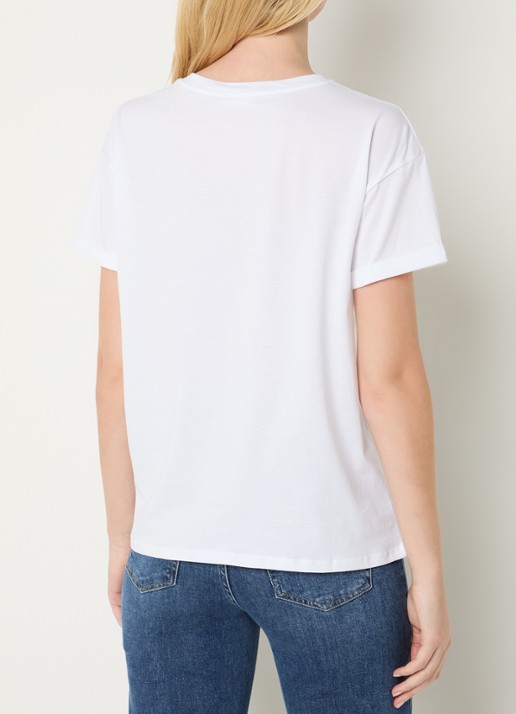 Liu Jo T-shirt met borstzak en strass - achterkant 4 wit
