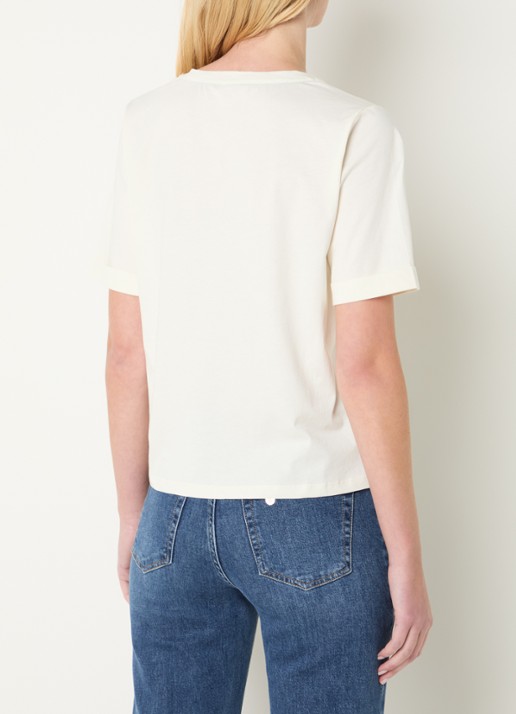 Liu Jo T-shirt met logo en strass - achterkant 2 gebroken wit