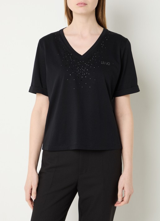Liu Jo T-shirt met logo en strass