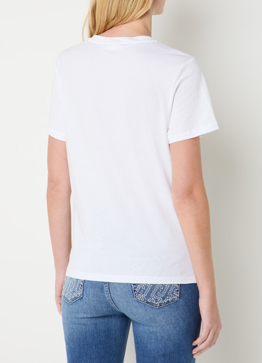 Liu Jo T-shirt met print en imitatieparels - achterkant roze