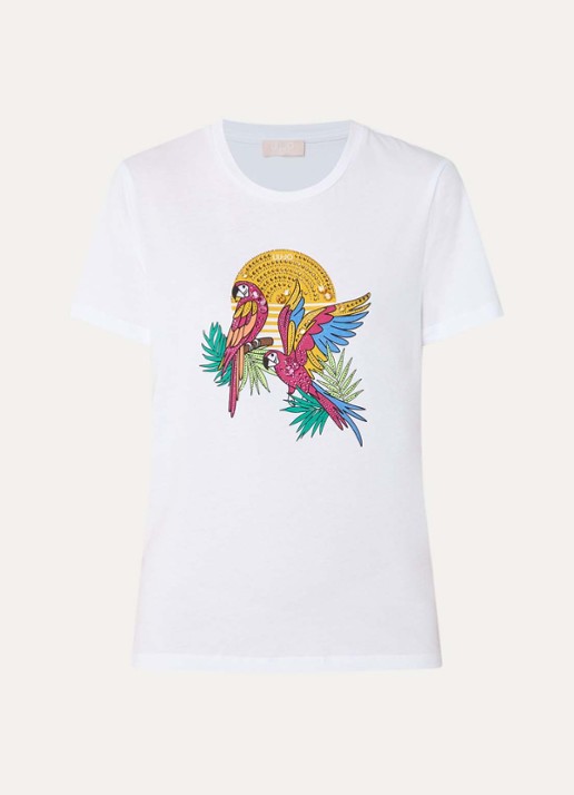 Liu Jo T-shirt met print en imitatieparels - voorkant 3 roze
