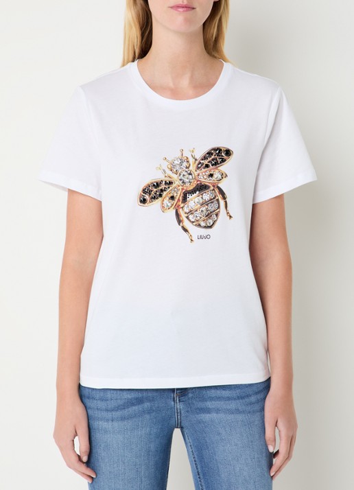 Liu Jo T-shirt met print en imitatieparels