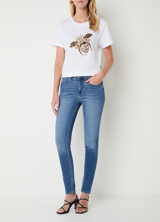Liu Jo T-shirt met print en imitatieparels - voorkant 3 geel