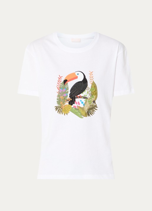 Liu Jo T-shirt met print en strass - voorkant 2 wit
