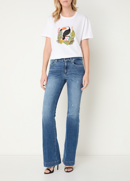 Liu Jo T-shirt met print en strass - voorkant 3 wit