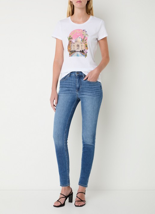 Liu Jo T-shirt met print en strass - voorkant 2 roze