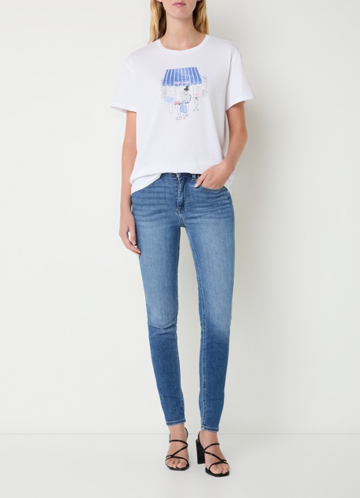 Liu Jo T-shirt met print en strass - voorkant 2 wit