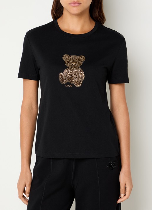 Liu Jo T-shirt met print van strass - detail zwart