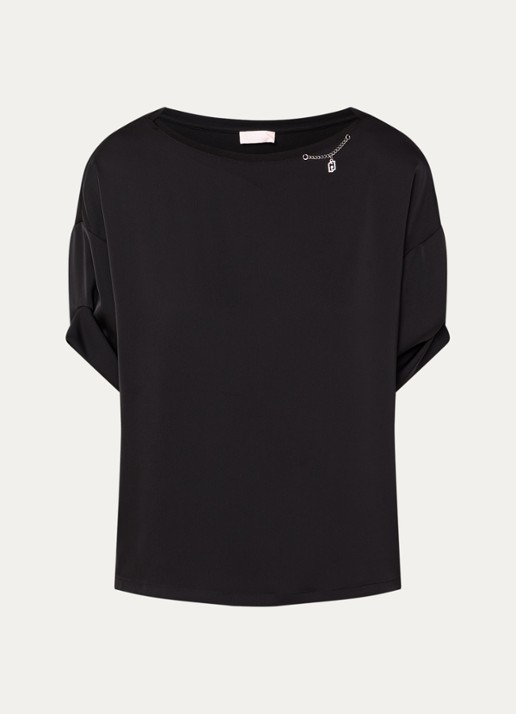 Liu Jo T-shirt met strass - voorkant 2 zwart