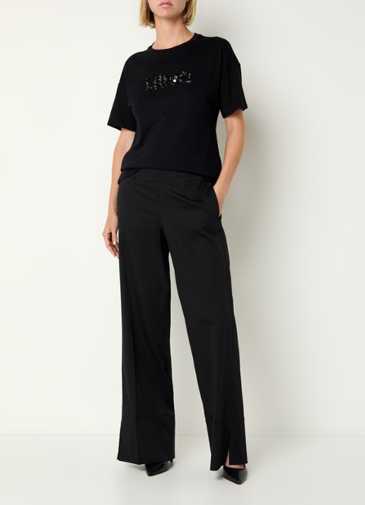 Liu Jo T-shirt met strass - voorkant 3 zwart