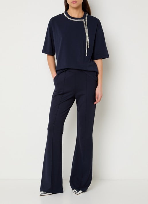 Liu Jo T-shirt met strass - voorkant 2 donkerblauw