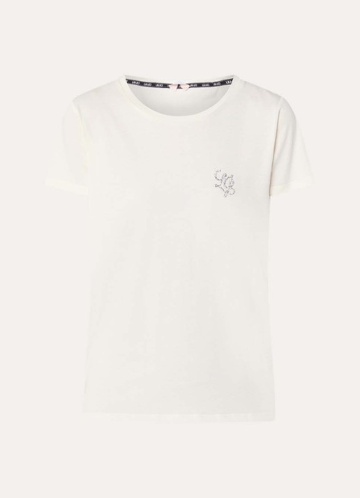 Liu Jo T-shirt met strass - voorkant 2 creme