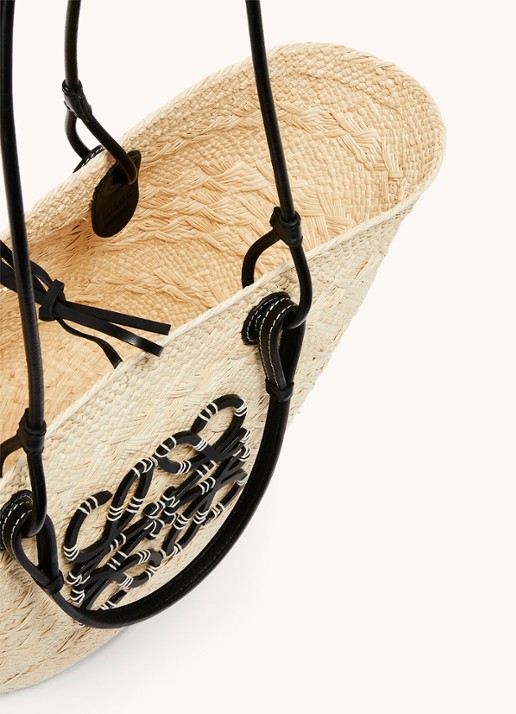 LOEWE Anagram Basket shopper met kalfsleren details - detail zwart