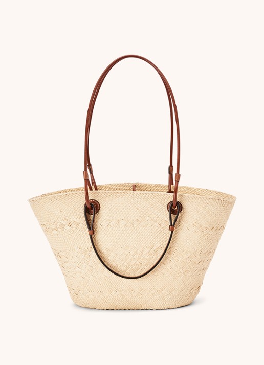 LOEWE Anagram Basket shopper met kalfsleren details - achterkant 5 bruin