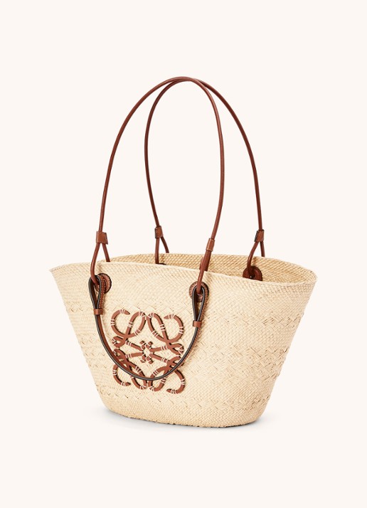 LOEWE Anagram Basket shopper met kalfsleren details - voorkant 4 bruin